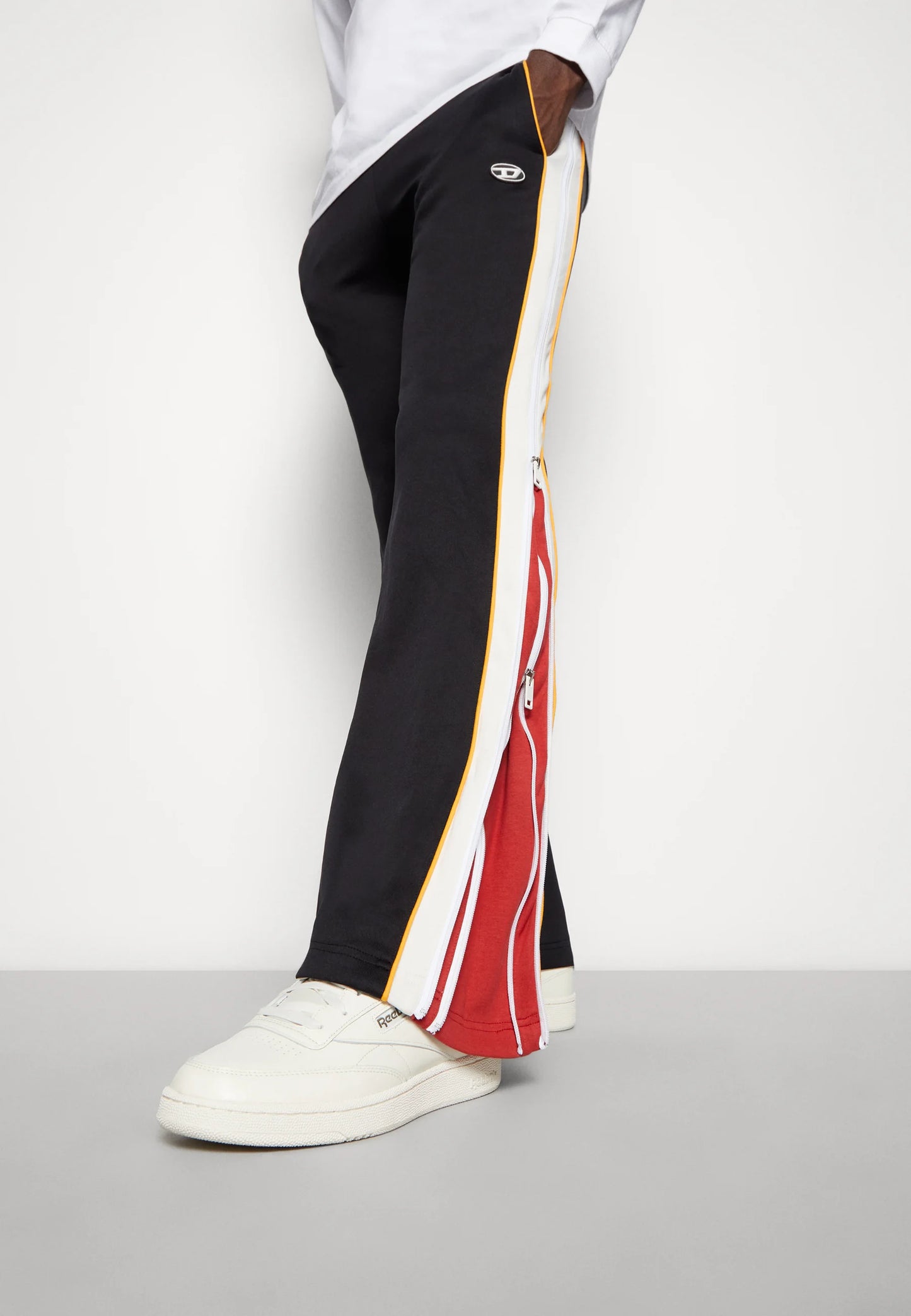 Double Zip Red Wide Leg Zip Up Baggy Pants