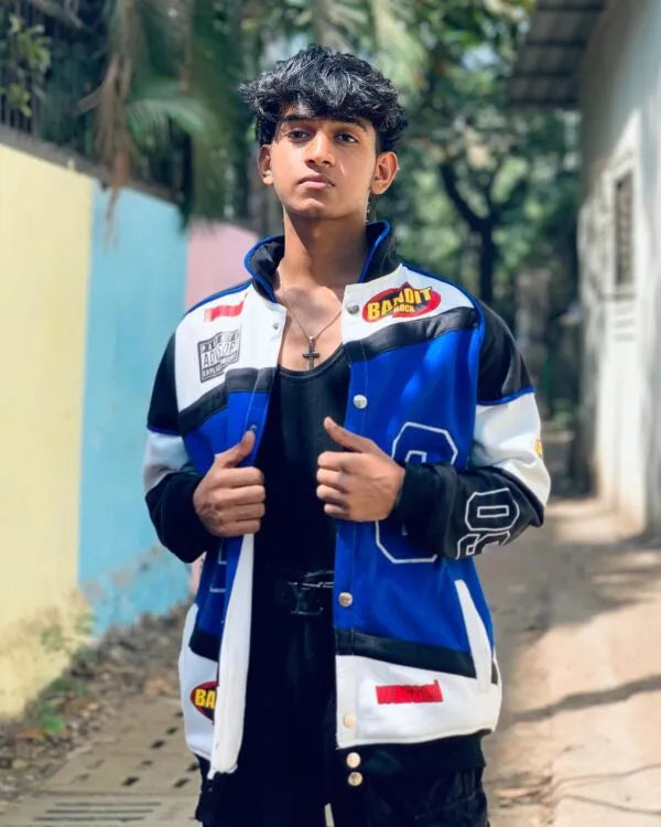 Vintage Y2K Blue Racing Jacket – Retro Motorcycle Style
