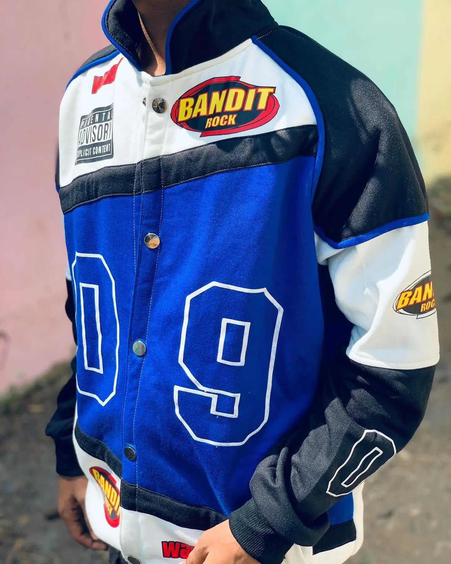 Vintage Y2K Blue Racing Jacket – Retro Motorcycle Style