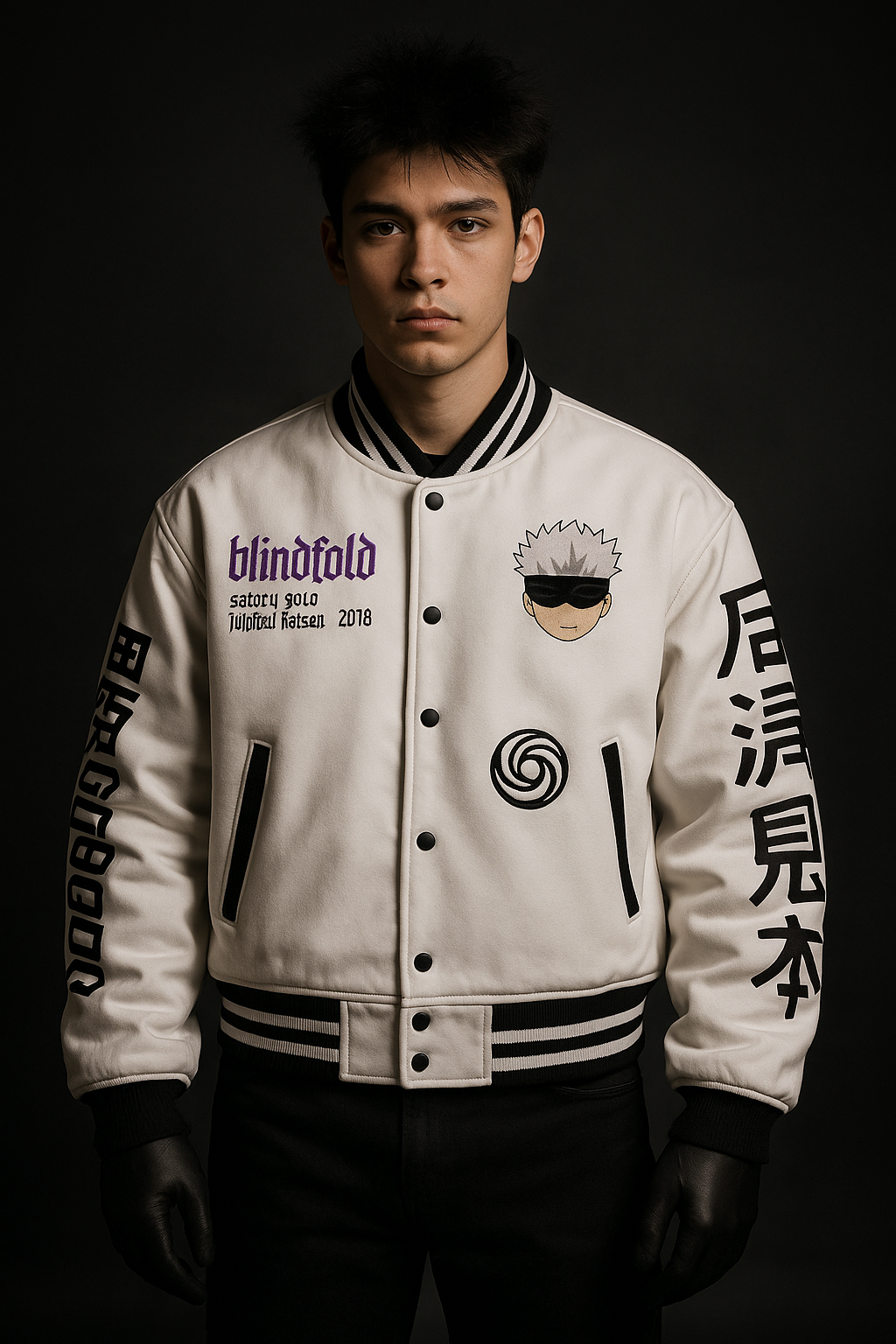 Cursed Energy Varsity Jacket – Gojo Edition