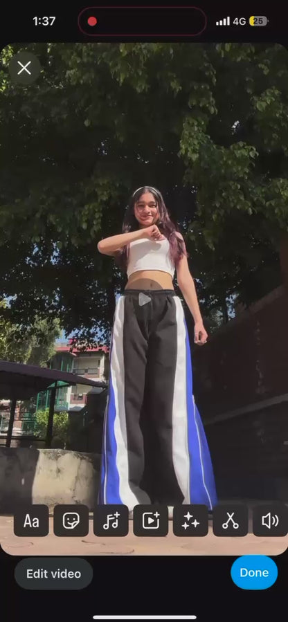 Double Zip Blue Wide Leg Zip Up Baggy Pants